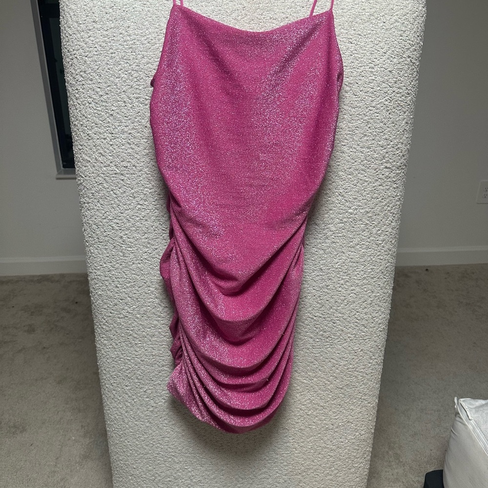 Elegant Pink Ruched Dress